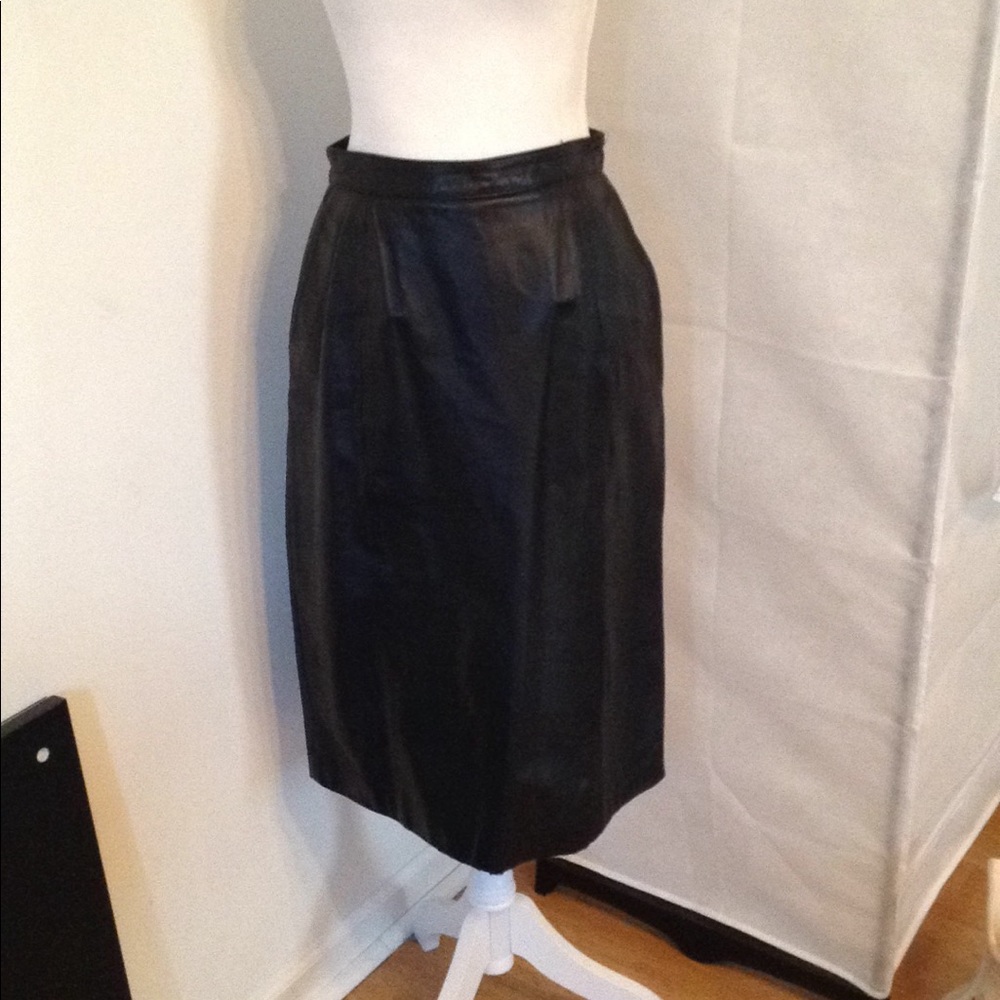 Pelle Cuir Brand Black Leather Skirt Sz 10